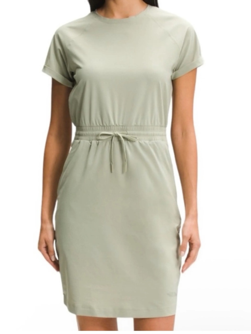 The North Face Sage Green Short-Sleeve Drawstring Midi Dress